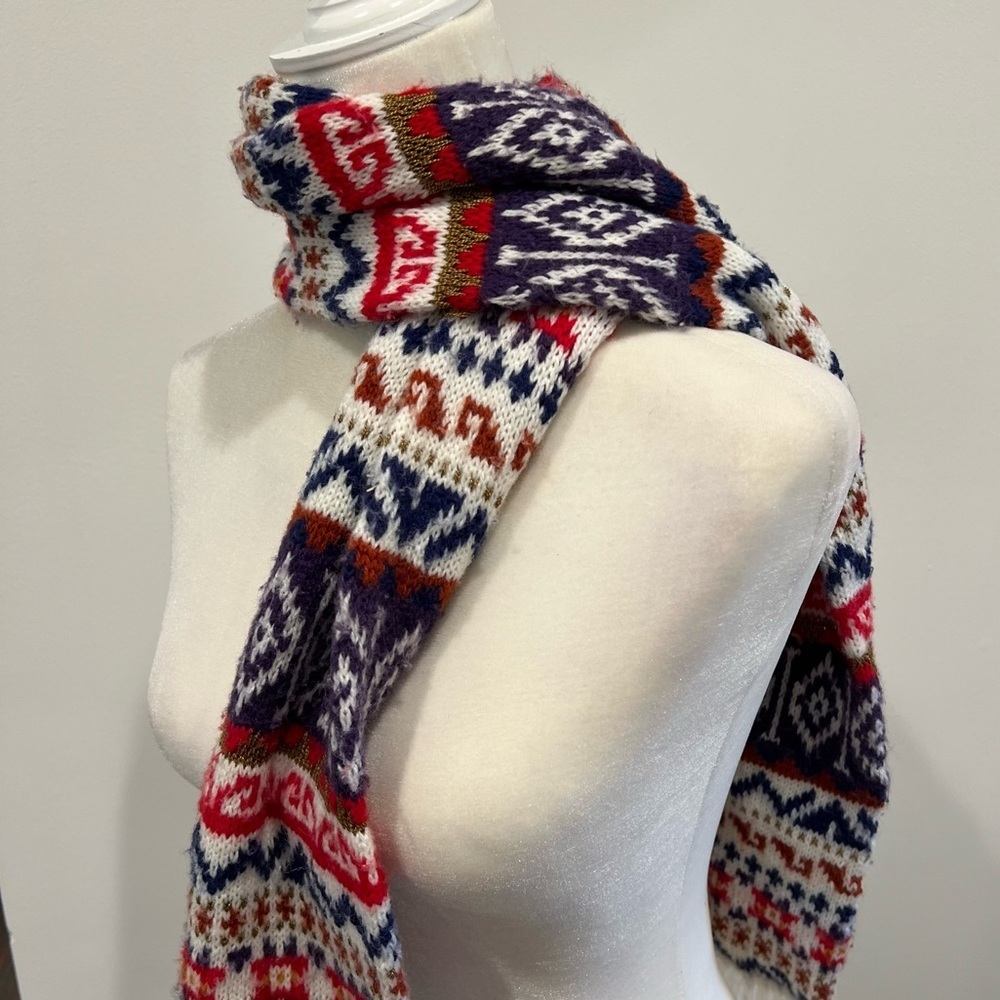 Vintage Hanes Fair Isle Fringe Scarf - Picture 5 of 9